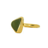Green Sea Glass, Gold Vermeil - Size O