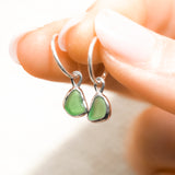 Green Sea Glass Hoops