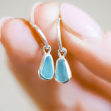 Blue Sea Glass Hoops
