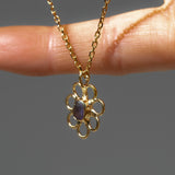 Purple Sea Glass Flower Necklace -  Gold Vermeil