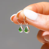 Green Sea Glass Hoops