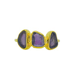 Purple Sea Glass, Gold Vermeil - Size Q