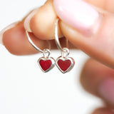 Red Sea Glass Heart Hoops