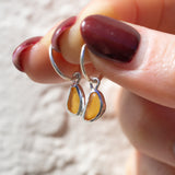 Orange/Yellow Sea Glass Hoops