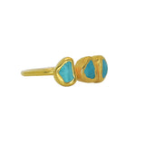 Blue Sea Glass, Gold Vermeil - Size M