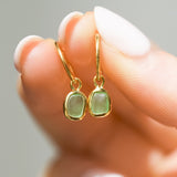 Green Sea Glass Hoops - Gold Vermeil