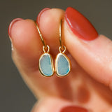 Blue Sea Glass Hoops - Gold Vermeil