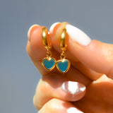 Sea Glass Heart Hoops, Gold Vermeil