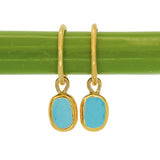 Blue Sea Glass Hoops - Gold Vermeil