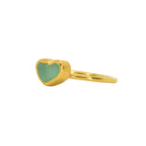 Green Sea Glass Heart, Gold Vermeil - Size O