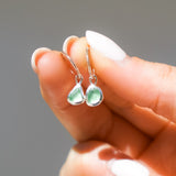 Green Sea Glass Hoops