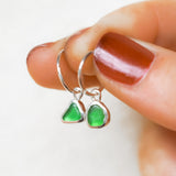 Green Sea Glass Hoops