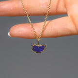 Blue Sea Glass Heart Necklace, Gold Vermeil