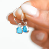 Blue Sea Glass Hoops