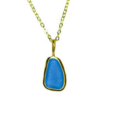 Blue Sea Glass Necklace - Gold Vermeil