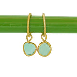 Green Sea Glass Hoops - Gold Vermeil