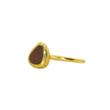 Amber Sea Glass, Gold Vermeil - Size Q