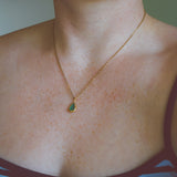 Green Sea Glass Necklace - Gold Vermeil
