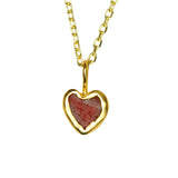 Red Sea Glass Heart Necklace, Gold Vermeil
