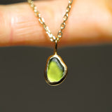 Green Sea Glass Necklace - Gold Vermeil