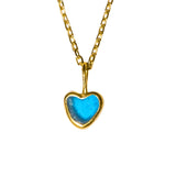 Blue Sea Glass Heart Necklace, Gold Vermeil