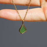 Green Sea Glass Necklace - Gold Vermeil