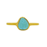 Blue Sea Glass, Gold Vermeil - Size P