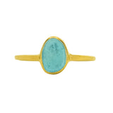 Blue Sea Glass, Gold Vermeil - Size R