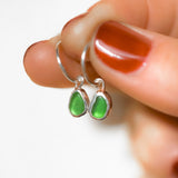 Green Sea Glass Hoops