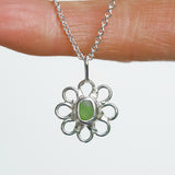 Green Sea Glass Flower Necklace