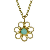 Green Sea Glass Flower Necklace -  Gold Vermeil