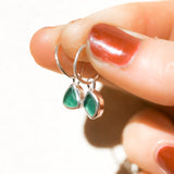 Green Sea Glass Hoops