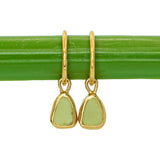 Green Sea Glass Hoops - Gold Vermeil