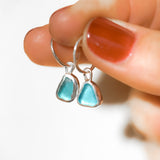 Blue Sea Glass Hoops