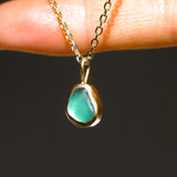 Green Sea Glass Necklace - Gold Vermeil