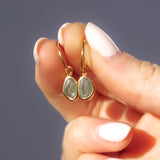 Green Sea Glass Hoops - Gold Vermeil