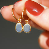Lilac Sea Glass Hoops - Gold Vermeil