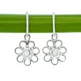 White Sea Glass Flower Hoops