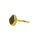 Green Sea Glass, Gold Vermeil - Size O