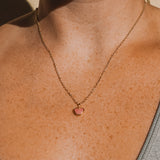 Pink Sea Glass Heart Necklace, Gold Vermeil