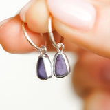 Purple Sea Glass Hoops