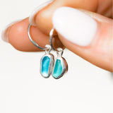 Blue Sea Glass Hoops
