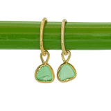 Green Sea Glass Hoops - Gold Vermeil
