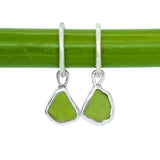Green Sea Glass Hoops