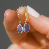 Purple Sea Glass Hoops