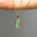 Green Sea Glass Necklace - Gold Vermeil