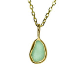 Green Sea Glass Necklace - Gold Vermeil