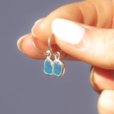 Blue Sea Glass Hoops