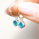 Blue Sea Glass Hoops