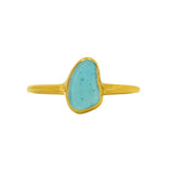 Blue Sea Glass, Gold Vermeil - Size S